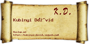 Kubinyi Dávid névjegykártya