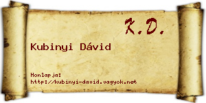 Kubinyi Dávid névjegykártya